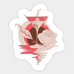 Pink Tan Martini and Rose Sticker